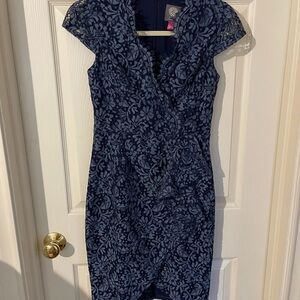 Elegant Navy Lace Dress